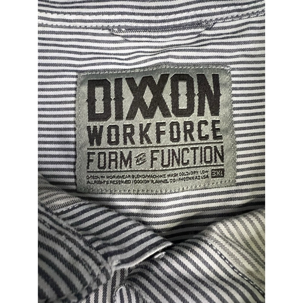 Dixxon Men's 3XL Blue/White Striped Short Sleeve Cotton Canvas Button-Up Shirt - Picture 2 of 14